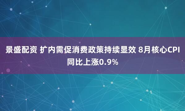 景盛配资 扩内需促消费政策持续显效 8月核心CPI同比上涨0.9%